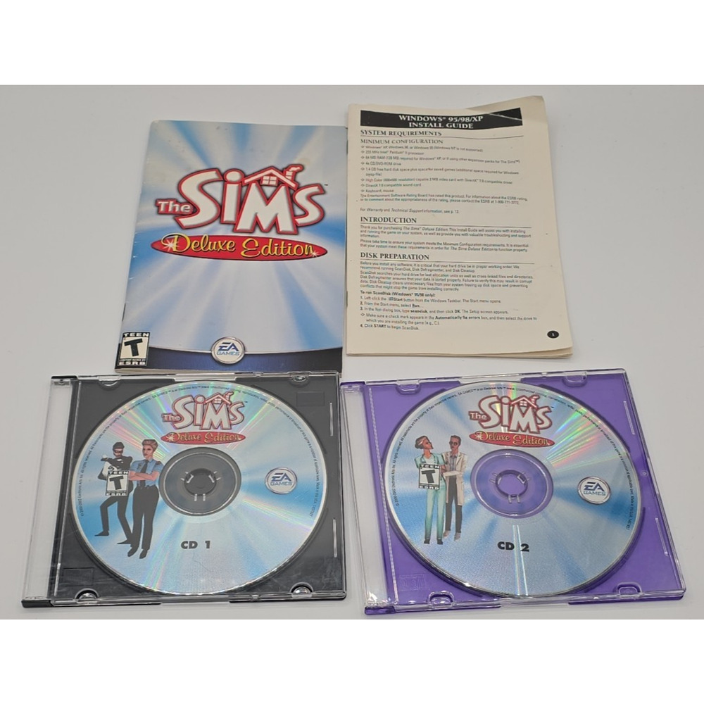 The Sims Deluxe Edition PC (2002) - Complete 2 Disc Set with Manuals